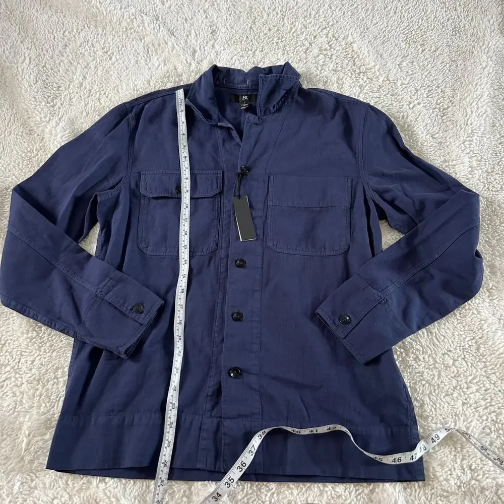 Banana Republic Men Sz S Navy Linen Long Sleeve Button Up Resort Preppy Beach